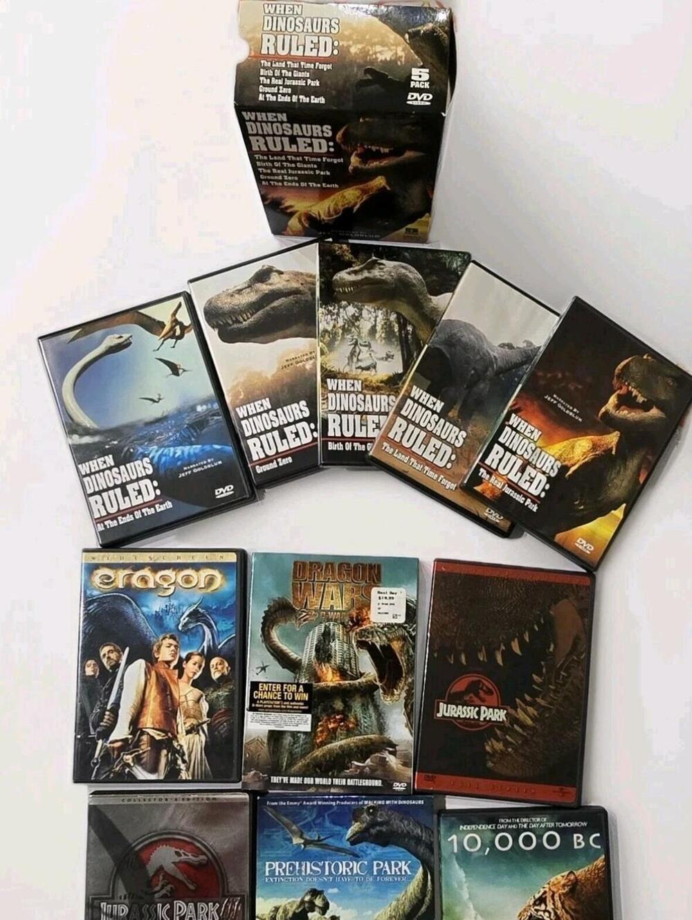 Massive Dinosaur DVD Collection Lot 11 Discs Jurassic Park Eragon Prehistoric.